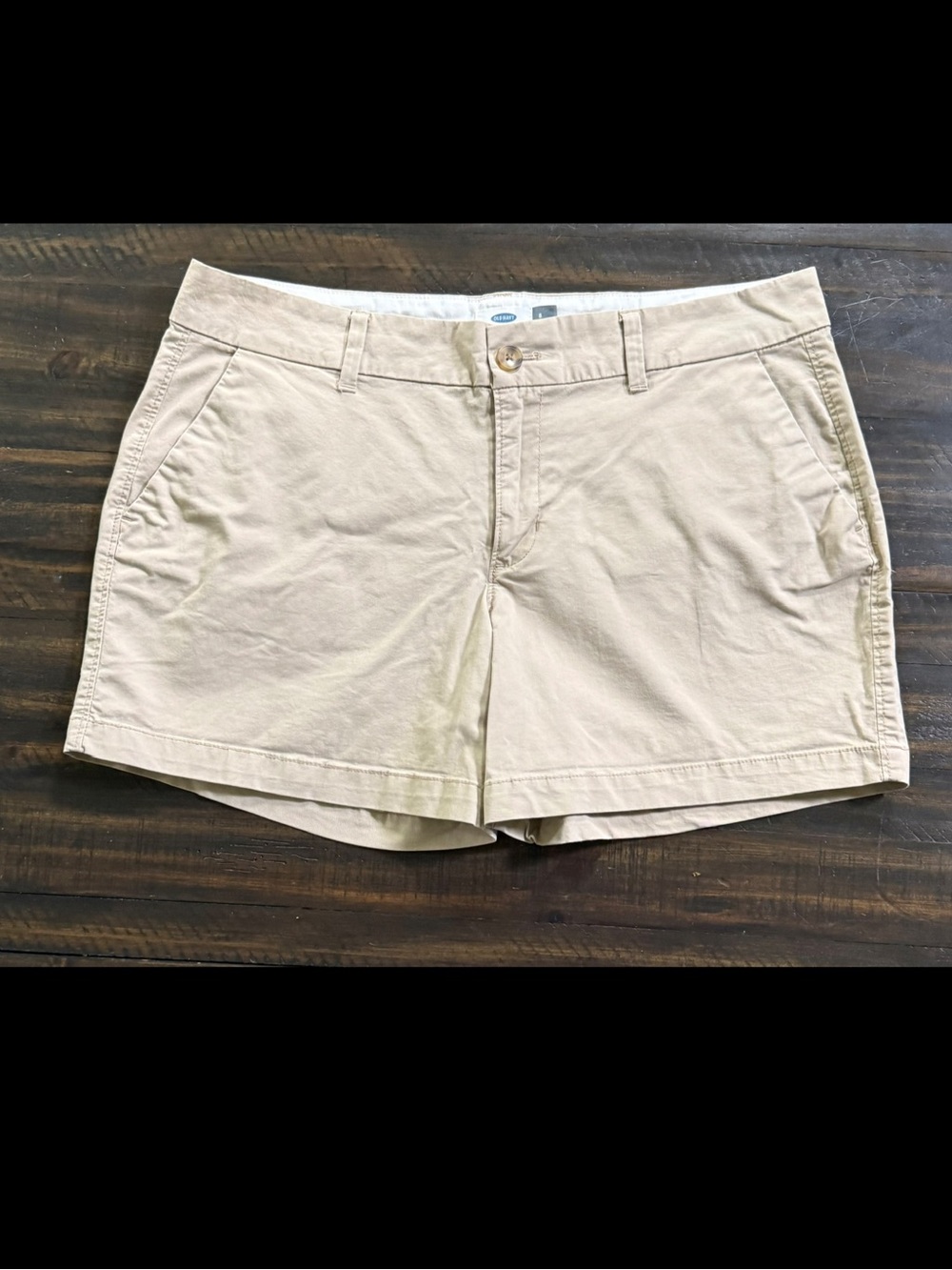 Old Navy Twill Shorts Khaki 5” Inseam Women’s 8 Cotton Spandex